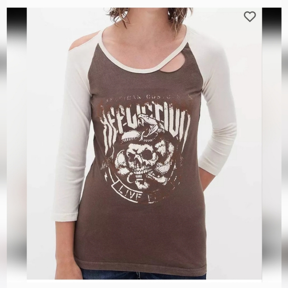 American Fighter Women's Graphic Raglan Top - Black and Gray - Picture 6 of 10
